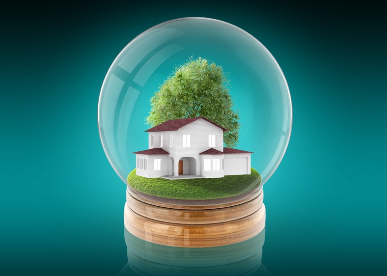 glass ball with house inside, housing market prediction