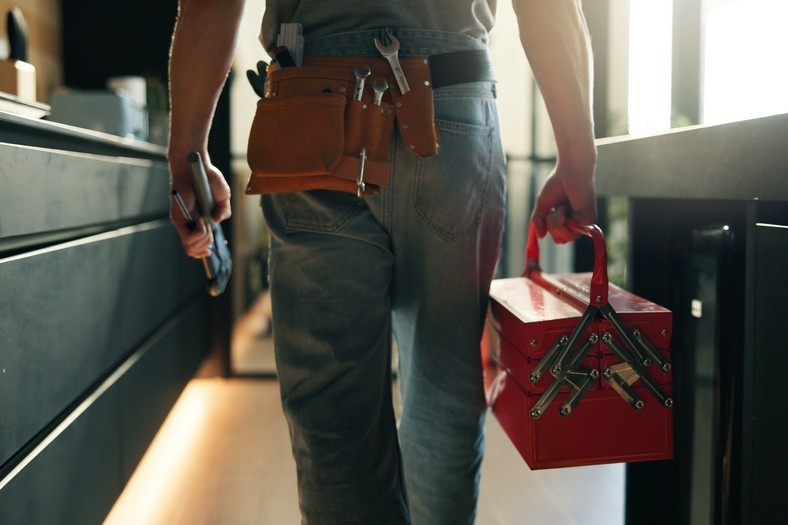repair person, tools, tool box, home maintenance, rental property